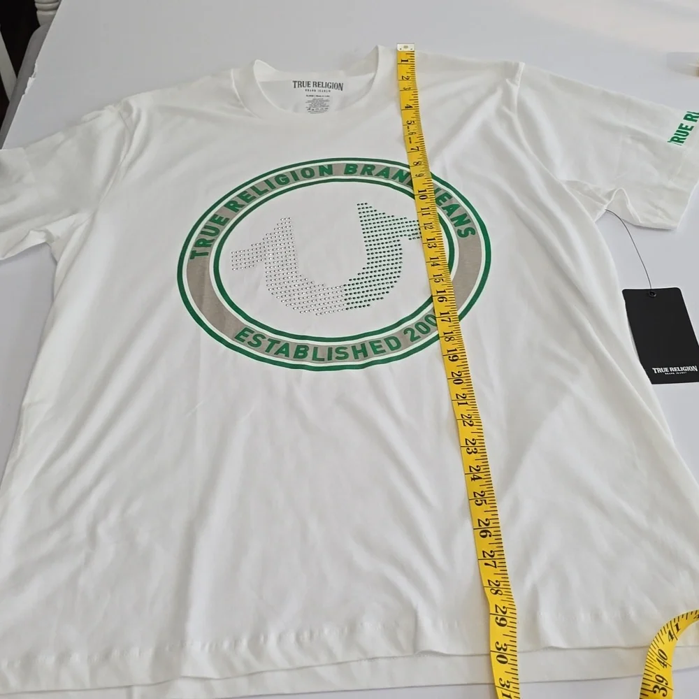 NWT True Religion Graphic Embellished Short Sleeve Tshirt White Size XL